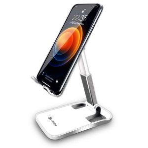 GRIPP Magic Stand Compatible for All Mobile Phones Devices with Anti-Slip Rubber & Anti-Scratch Silicone Pad Design Foldable & Portable with Multi Angle Adjustable Folding Desk Phone Holder (White)